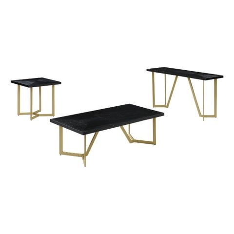 3Pc Black Wood Coffee Table Set With Gold Painted Legs | Best Buy Canada pertaining to Chic and Sophisticated White Wood Coffee Table Sets with Gold Painted Legs Explained